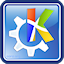 64 pixel size PNG image of KDE Mover-Sizer icon/logo; the famous KDE Krystal icon, the 'K' masked in with a windows flag, set at the perfect angle.