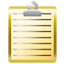 Rather groovy image of a clipboard, in gold.