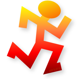 Batch Runner icon/logo, in super-large orange-red top-down gradient 256 pixel size PNG! It is a simple stick figure drawn with the such beautiful dimensions that the sense of movement and speed is astonishing, which explains why everyone keeps stealing it for their projects!
