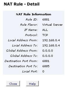 detail image of NAT rule