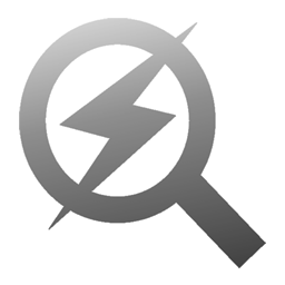 corzoogle logo - a simple chubby magnifier with a lightening bolt inset. Everything is in a cool semi-transparent grey gradient.