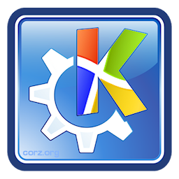 128 pixel size PNG image of KDE Mover-Sizer icon/logo; the famous KDE Krystal icon, the 'K' masked in with a windows flag, set at the perfect angle.