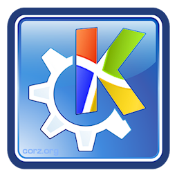 128 pixel size image of KDE Mover-Sizer icon/logo; the famous KDE Krystal icon, the 'K' masked in with a windows flag, set at the perfect angle.