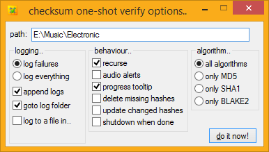 an image of checksum's one-shot hash verification dialog