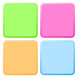 Color Pickin' Chooser Pro logo - four simple, slightly rounded squares sitting two-by-two, so they themselves form a square. The inner squares are gentle pastel variants of common colors, clock-wise from top-left, green, pink, blue, orange