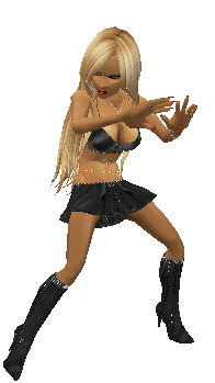 Sexy dancing girl in short black skirt 